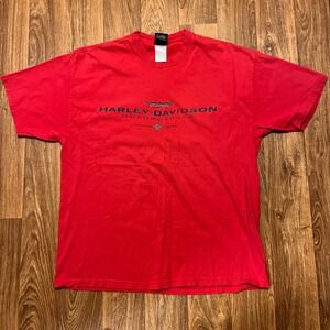 Vintage Harley Davidson Shirt Men XL Red Back Bay Boston 1998 Hanes Beefy Tee